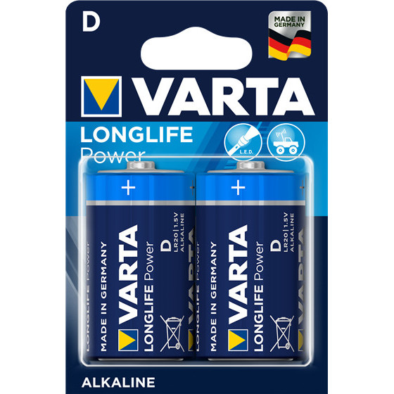 Piles LR20 Long Life Power 2 alcalines D - Varta - 4920
