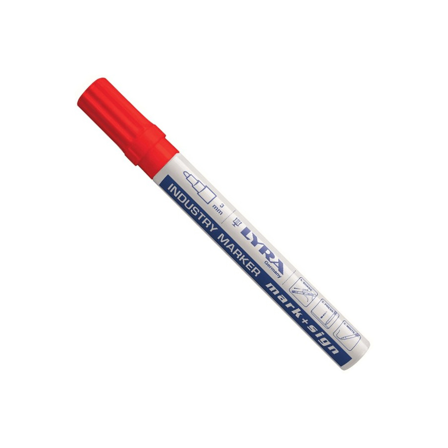 Marqueur peinture indélébile Lyra mark+sign pour surfaces lisses pointe 2 à 4 mm coloris rouge - Lyra - 4040017