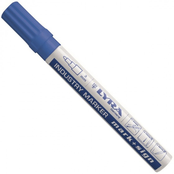 Marqueur peinture indélébile Lyra mark+sign pour surfaces lisses pointe 2 à 4 mm coloris bleu - Lyra - 4040051
