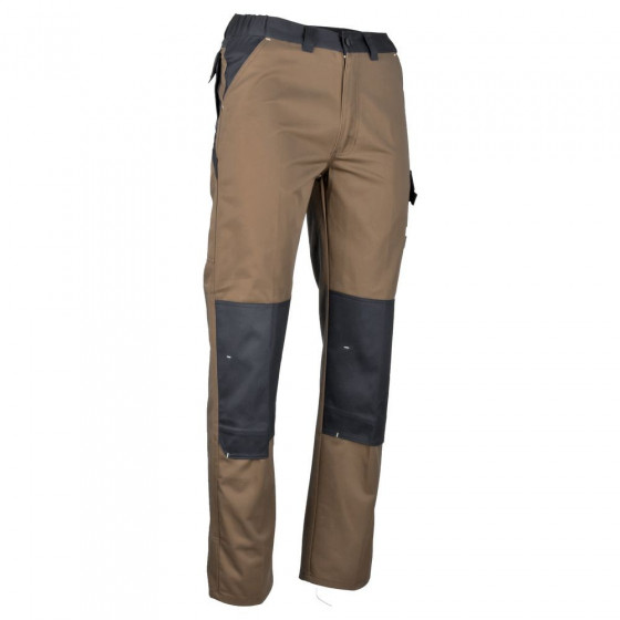 Pantalon bicolore Chataigne/Gris avec poches genouillères - LMA - FORGERON