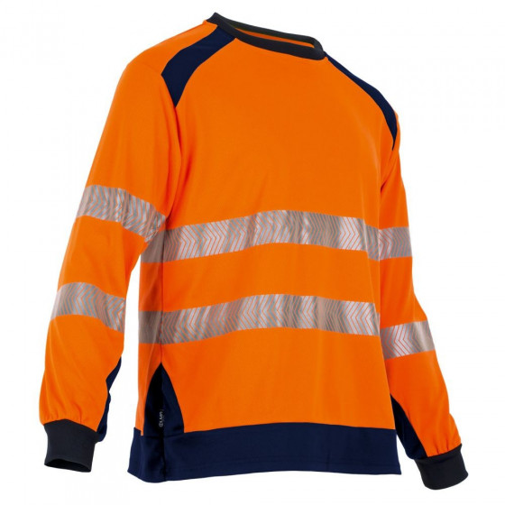 Tee-shirt manches longues Haute Visibilité Bicolore Orange / Marine - LMA - Reflet