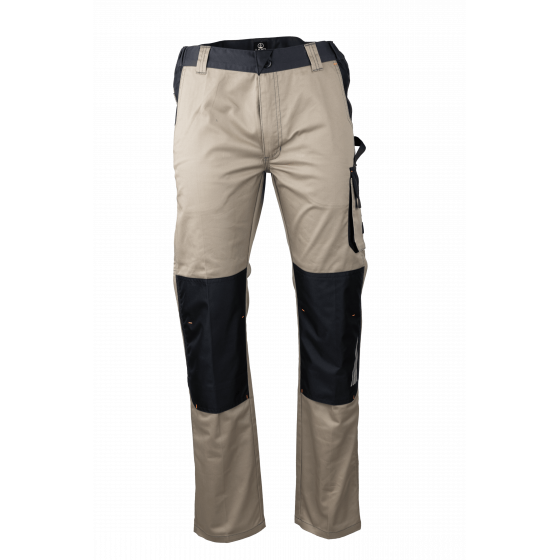 Pantalon bicolore Beige/Gris sombre avec poches genouillères - LMA - PRIAM 1862